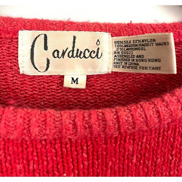VTG Carducci Silk Angora Sequin Pullover Sweater MEDIUM 1980's Beaded Pink - Picture 3 of 13